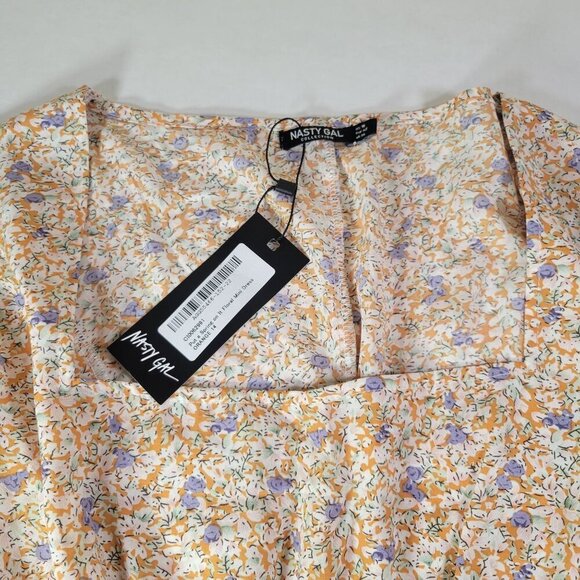 Nasty Gal Put a Spring on It Floral Smocked Long Sleeve Mini Dress Size 10 - Picture 2 of 9